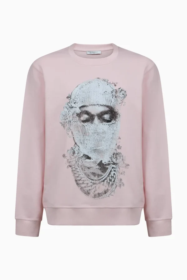 PINK SWEATSHIRT WITH MASK AND ROSES